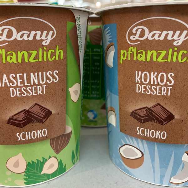 Dany pflanzlich Haselnuss Schoko Dessert & Kokos Schoko Dessert