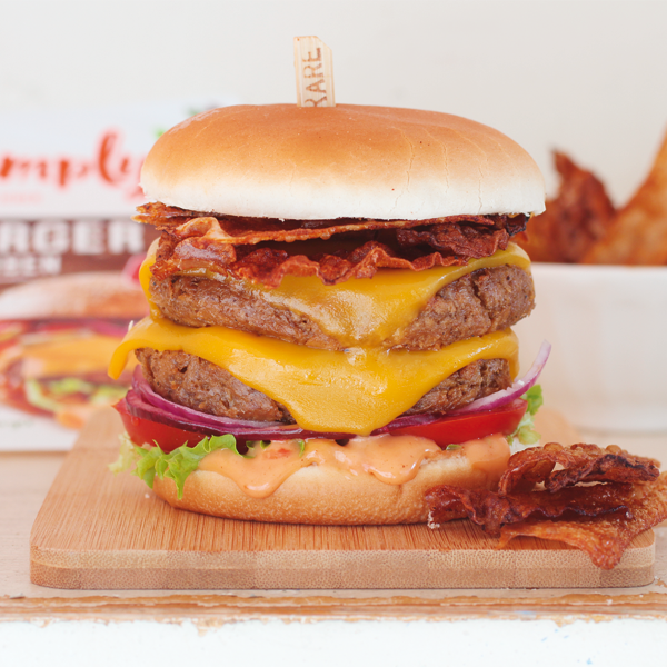 Double Cheeseburger mit Reispapier Bacon